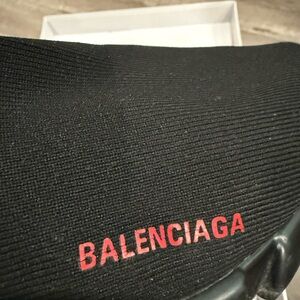 Balenciaga Black and Red Knit Sneakers